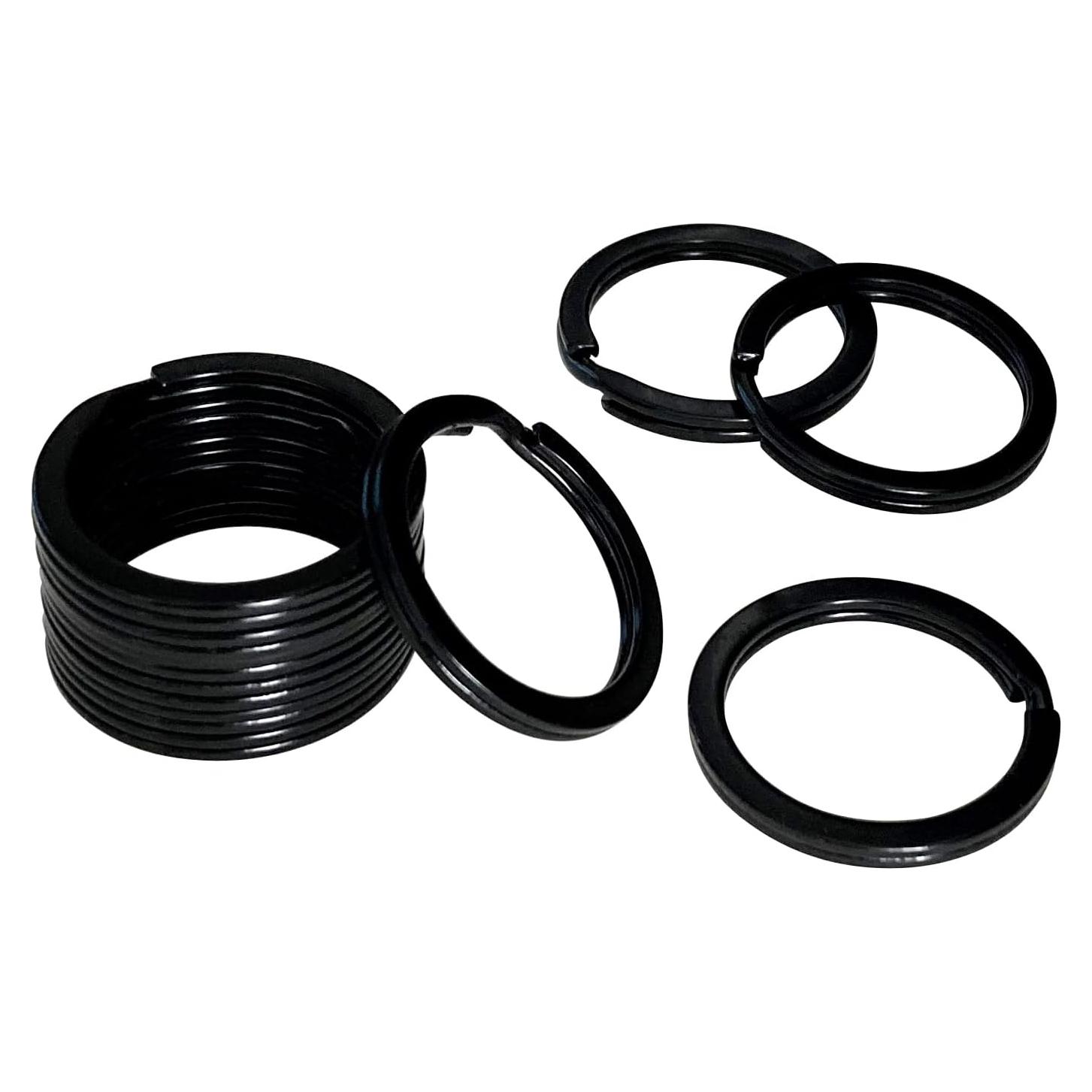 10 Anillos de Llave Planos HeeYaa 20mm Acero Inoxidable Negro