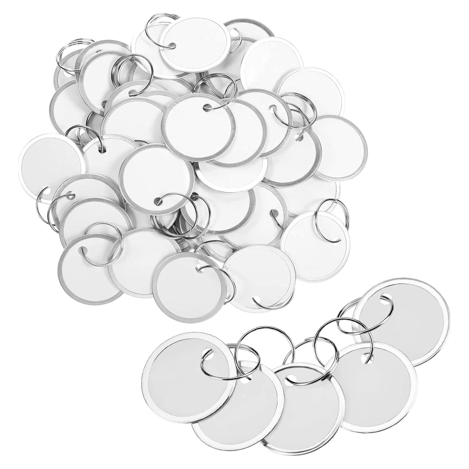 150 Etiquetas de Llave Redondas Aellabus 40 mm Blancas