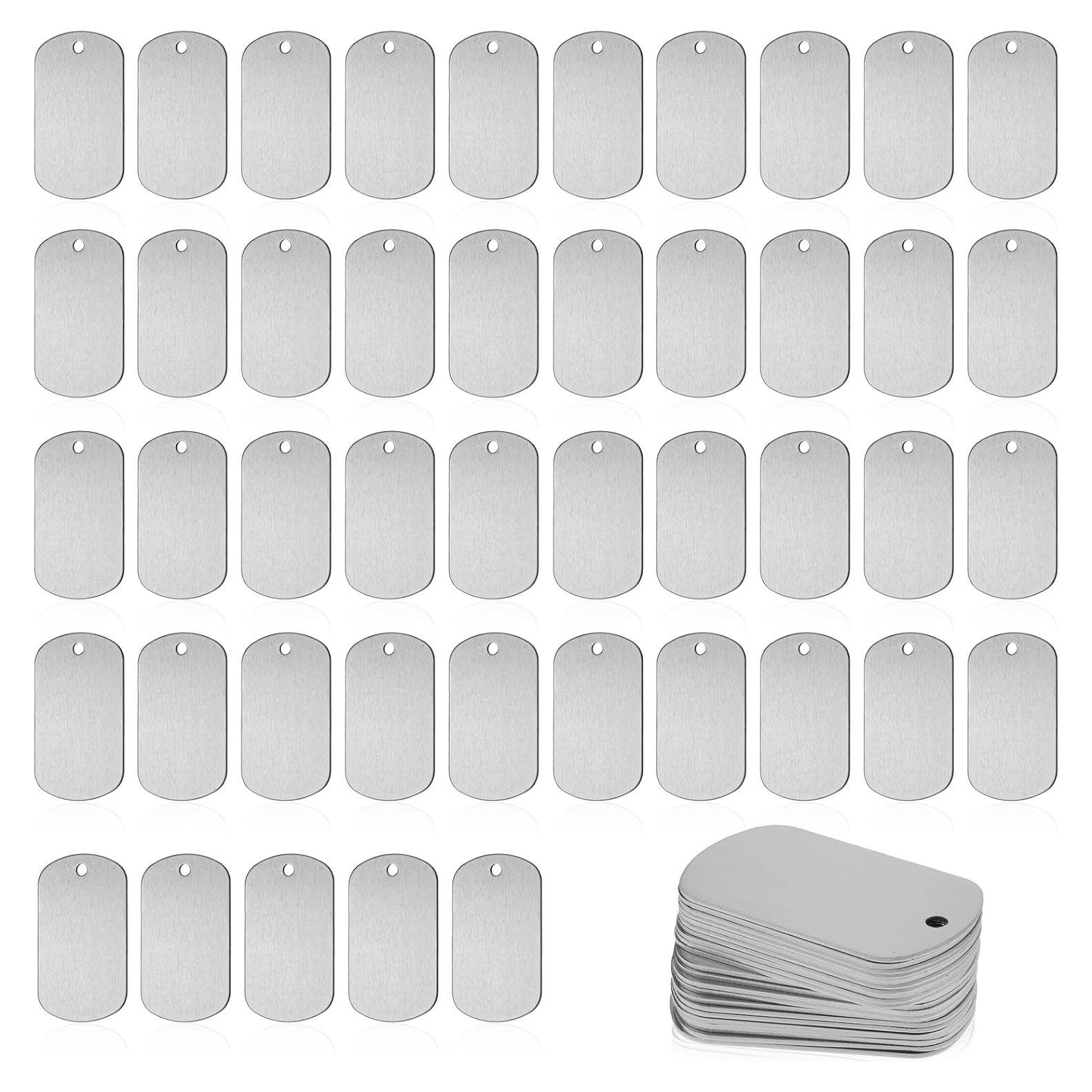 Paquete de 50 Etiquetas Metálicas en Blanco Aluminio 5x3cm