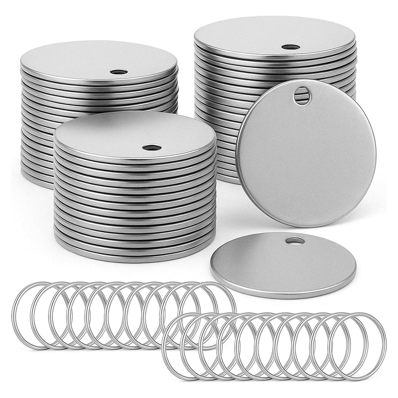 100 Etiquetas Metálicas Redondas Acero Inoxidable 30mm