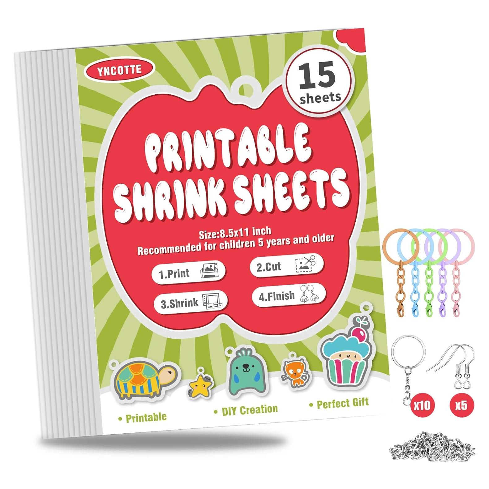 15 Hojas de Plástico Encogible Imprimibles Yncotte 21.6x27.9cm