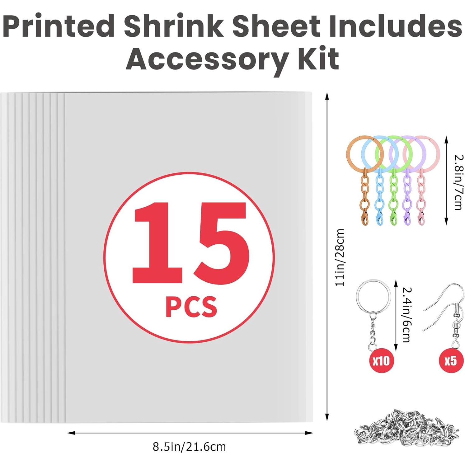 15 Hojas de Plástico Encogible Imprimibles Yncotte 21.6x27.9cm