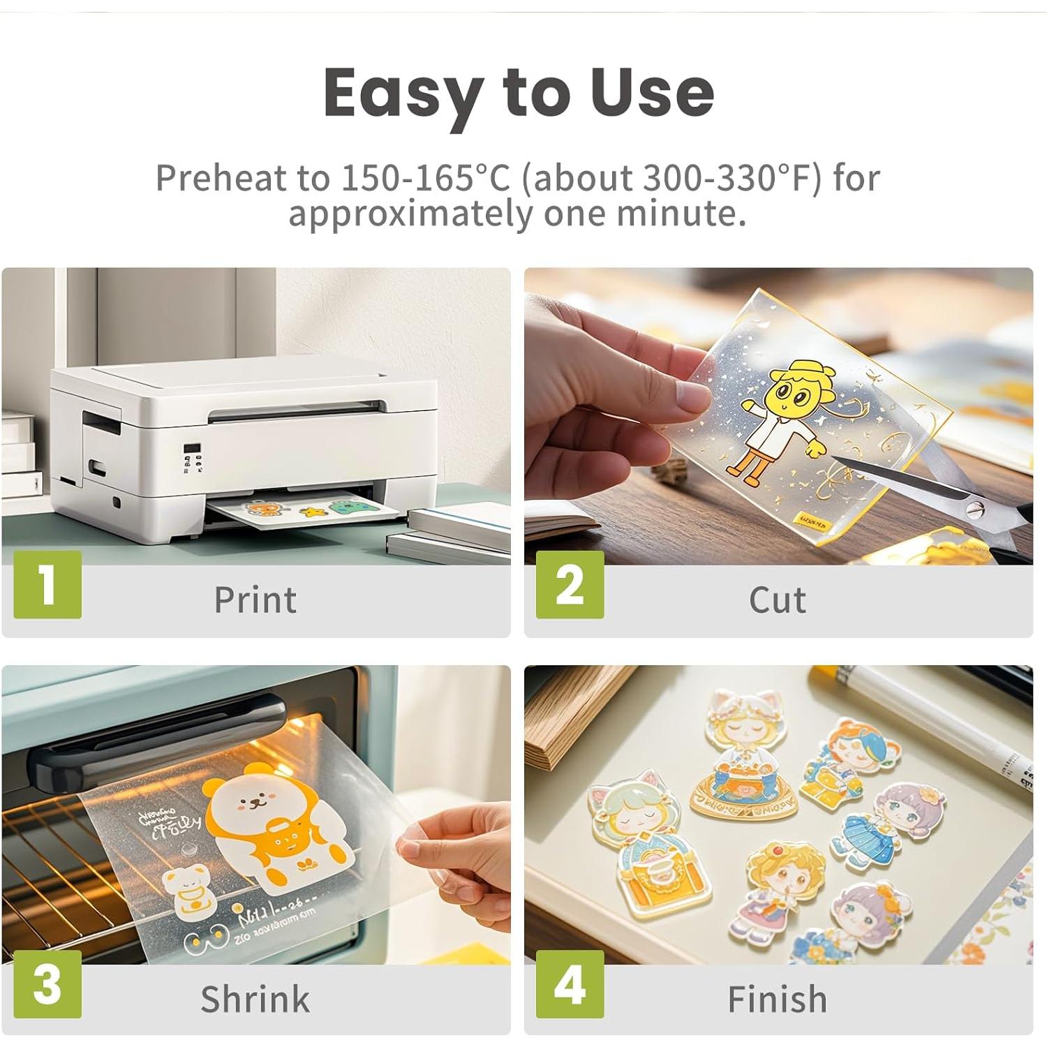 15 Hojas de Plástico Encogible Imprimibles Yncotte 21.6x27.9cm