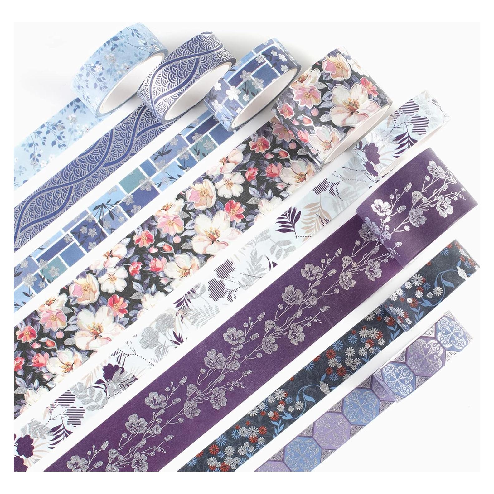 Conjunto de Cinta Washi YUBX Elegance Azul 8 Rollos Decorativos
