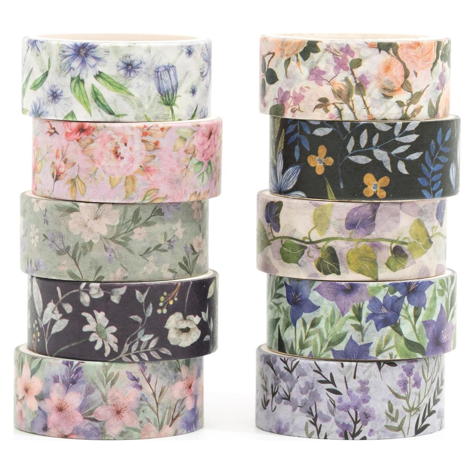 Set de 10 Rollos de Cinta Washi Floral Songdao 15mm x 2m