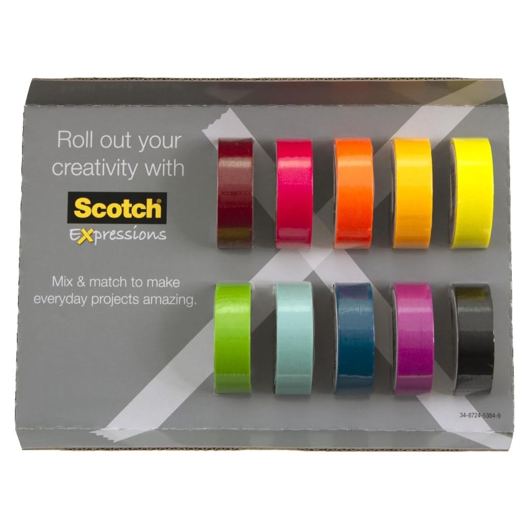 Cinta Washi Scotch 10 Rollos 25.7x15.6cm Manualidades