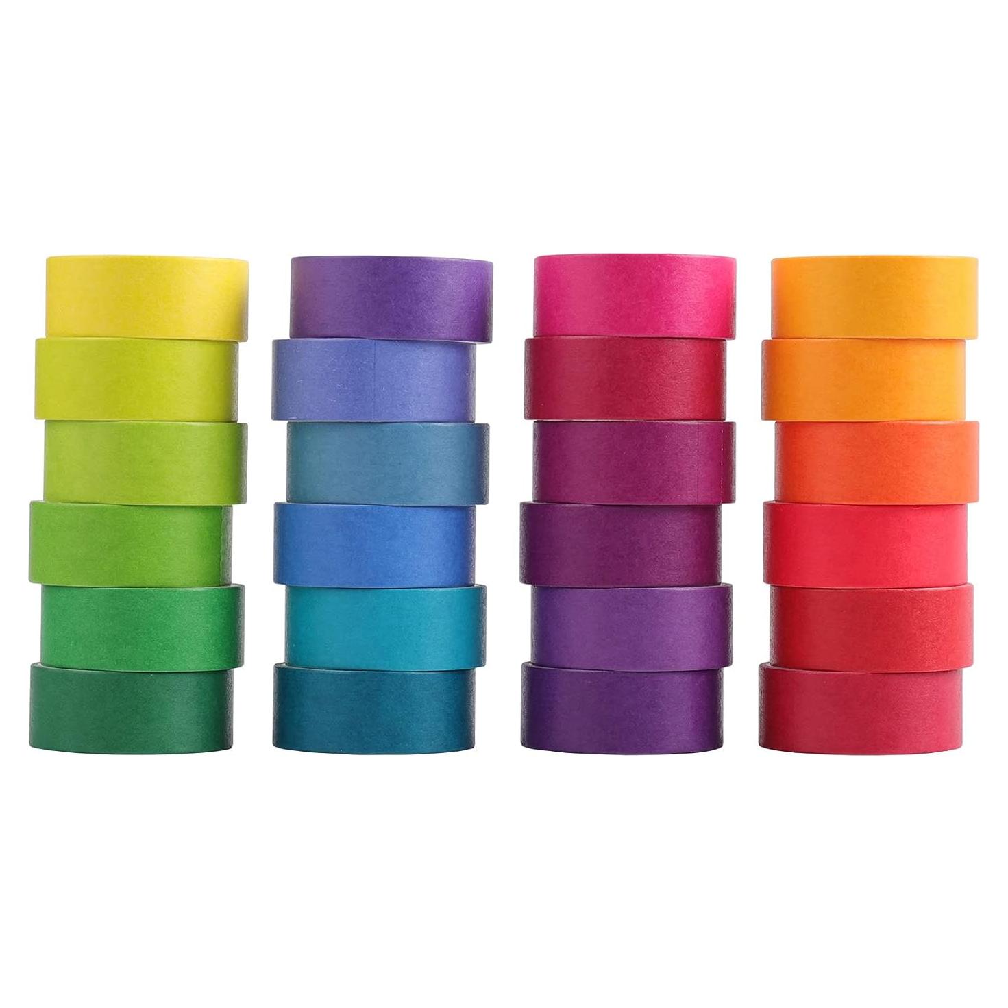 Juego de 24 Rollos de Cinta Washi Cotrida 15mm Arcoíris