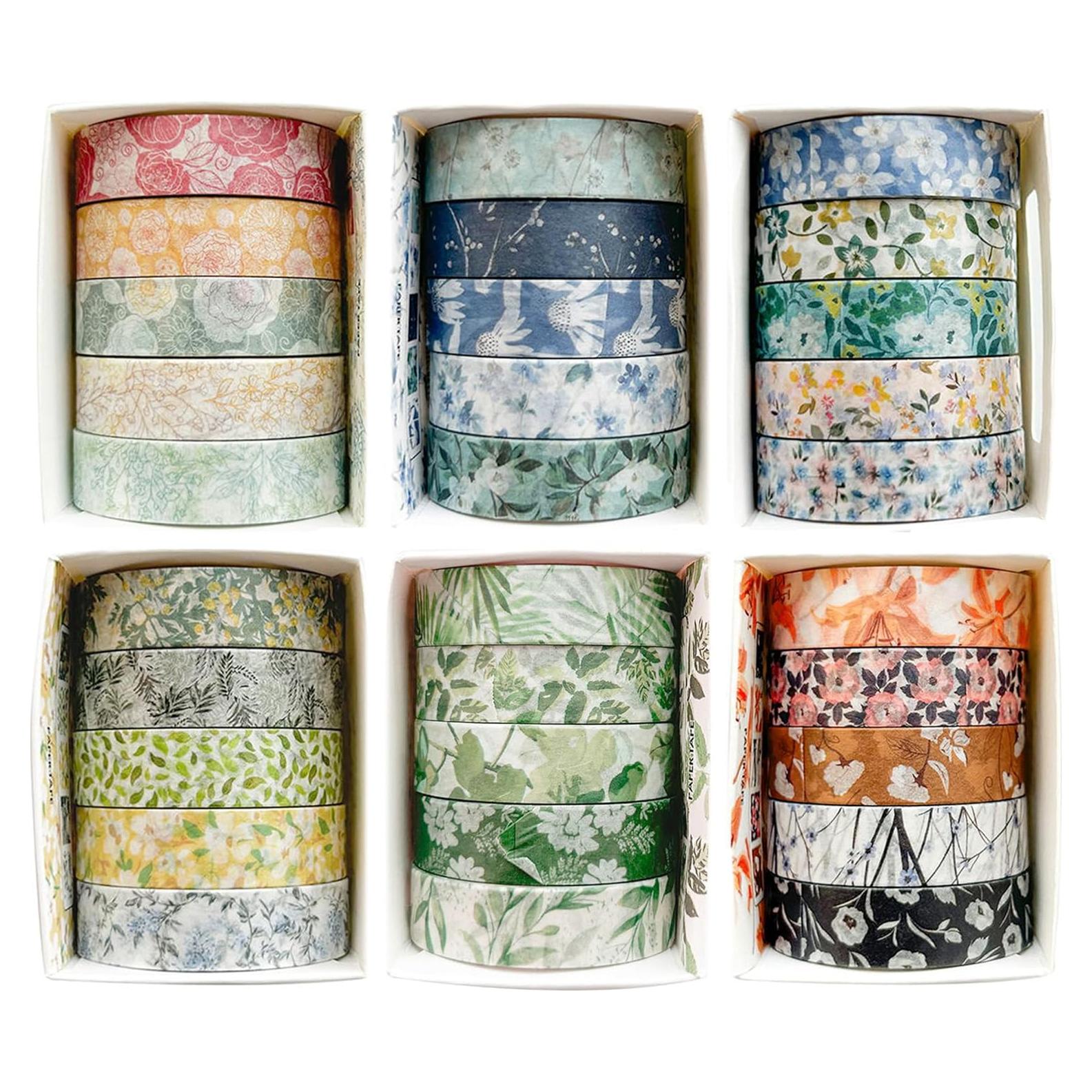 Conjunto de Cinta Washi YUBX Flores 30 Rollos 10mm x 2m