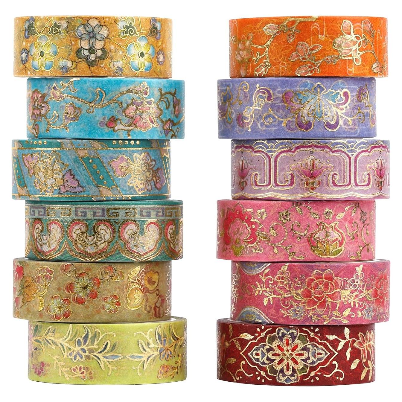 Conjunto de Cinta Washi Lychii 12 Rollos Vintage 5m 15mm