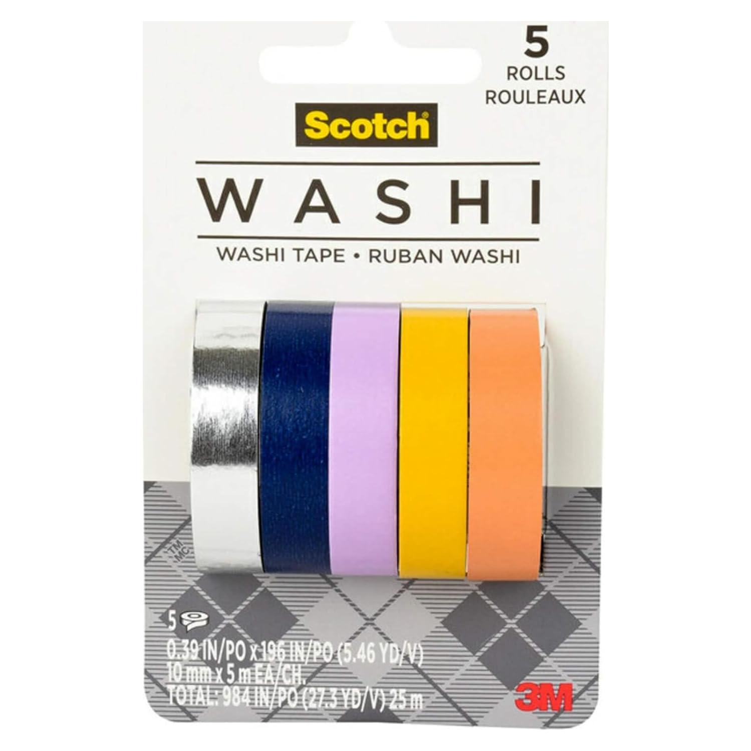 Cinta Washi Scotch Athleisure 5 Rollos para DIY y Scrapbooking
