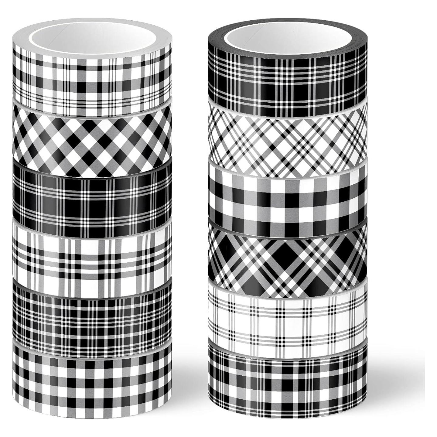 Cinta Washi Cuadros Buffalo Whaline 12 Rollos 5m x 1.5cm