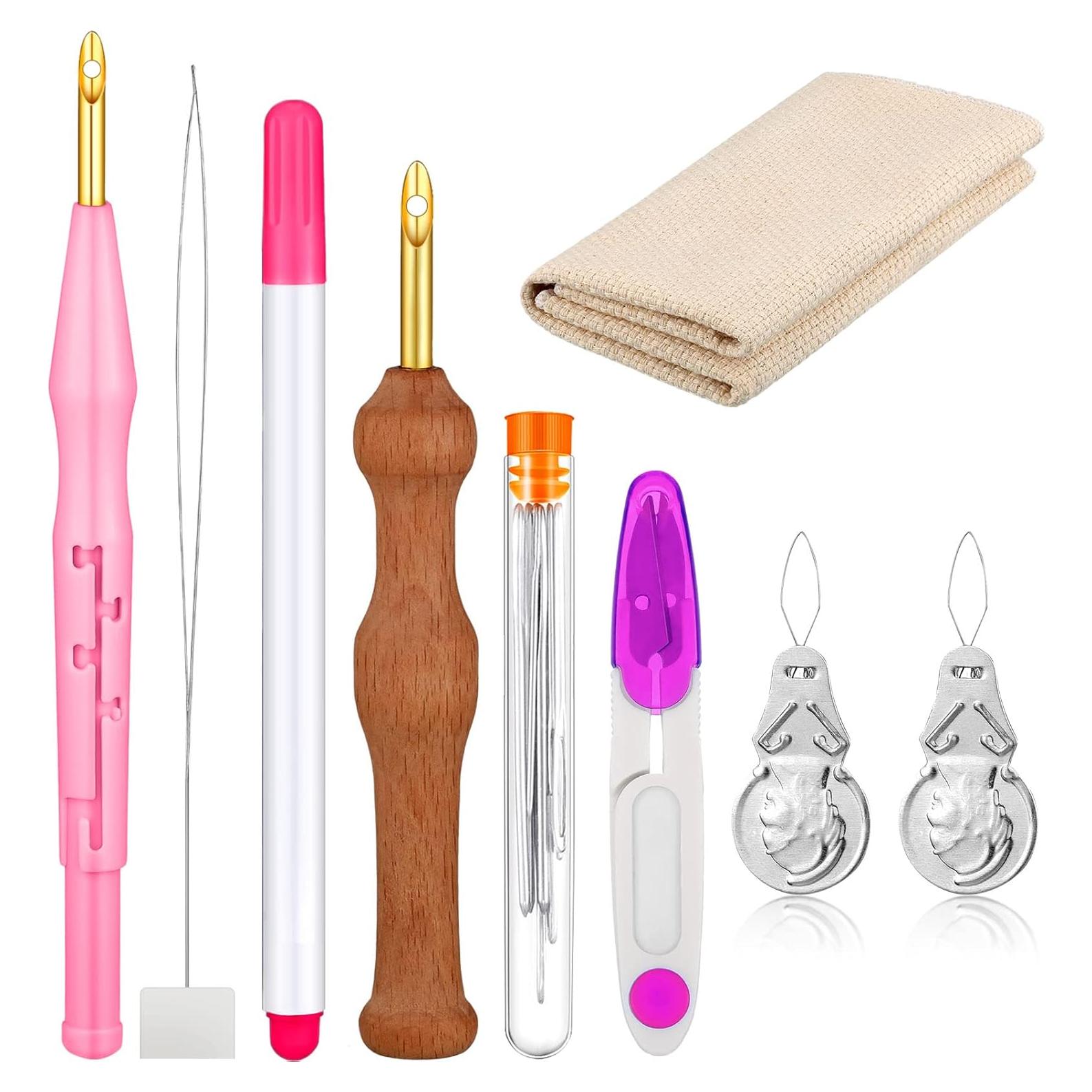 Kit de Agujas de Punch 17 Piezas WILLBOND con Mango de Madera