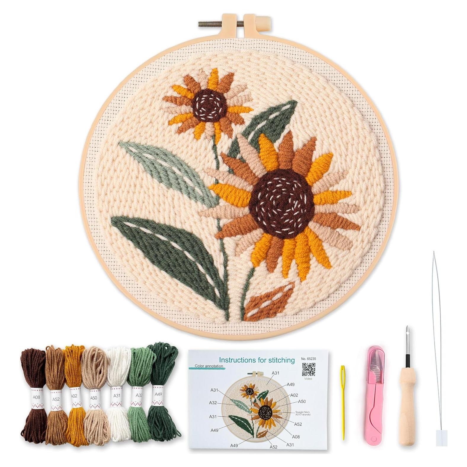 Kit de Bordado Punch Needle Myfelicity Girasol para Principiantes