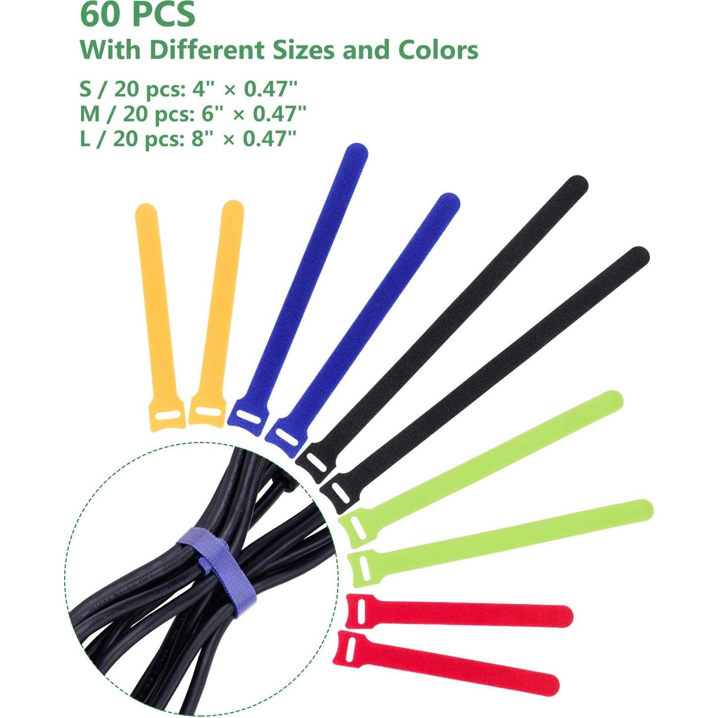 Correas de Cable OneLeaf 60 Pcs Multiusos Ajustables