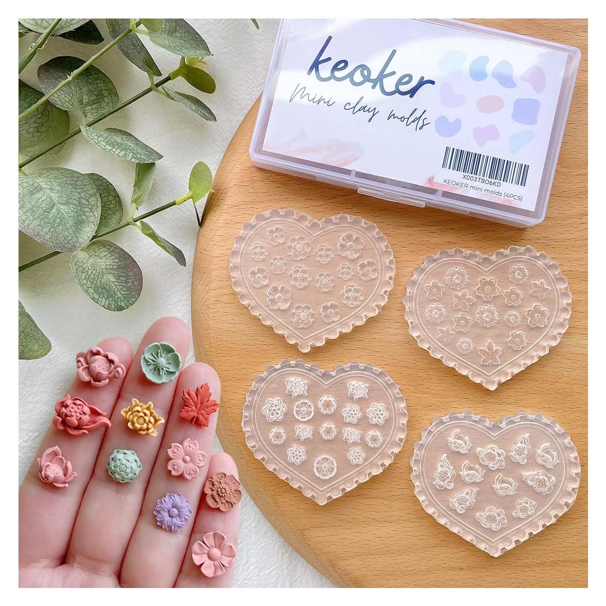Moldes de Silicona para Arcilla Polimérica KEOKER - 4 Piezas