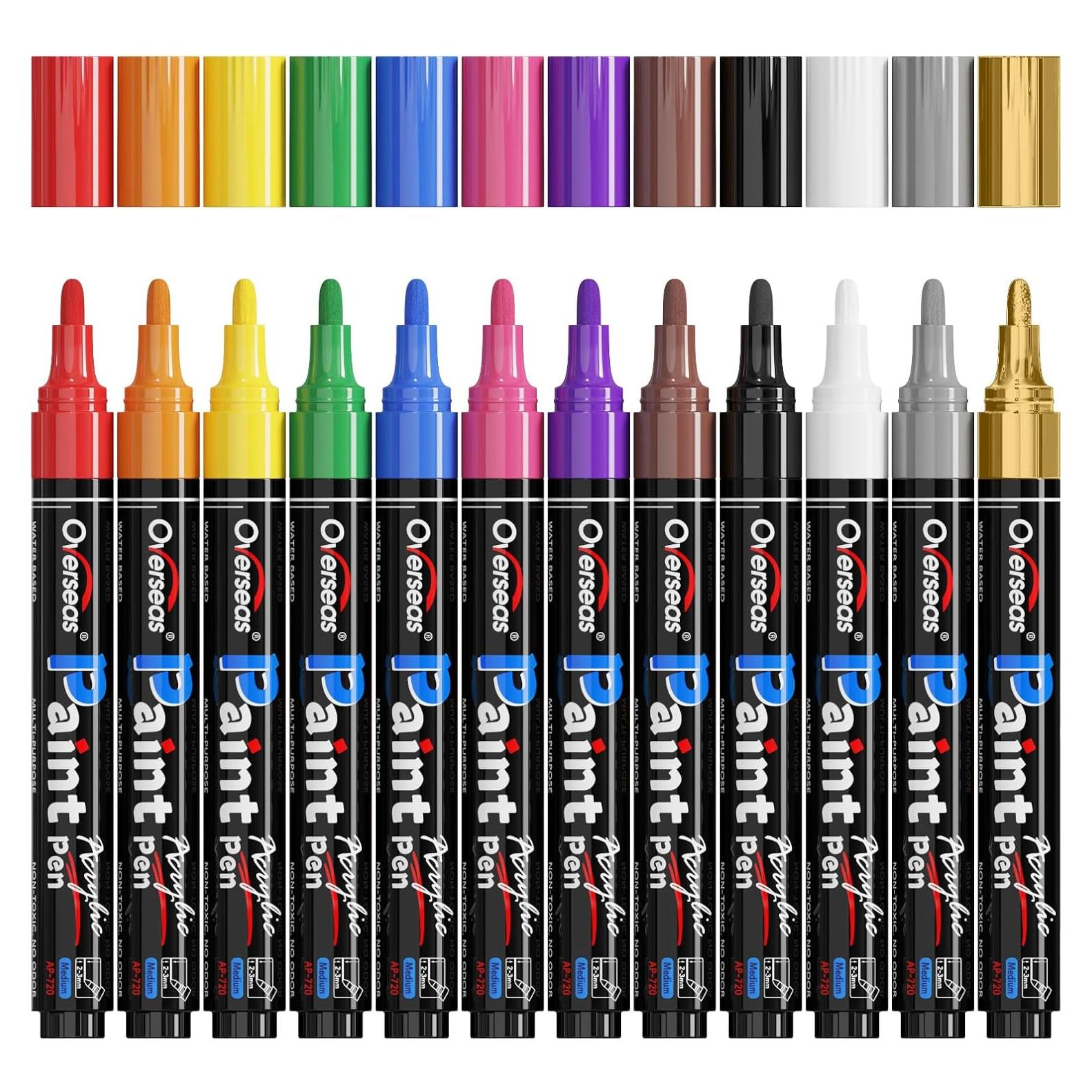 Marcadores de Pintura Acrílica Overseas - Set de 12 Colores
