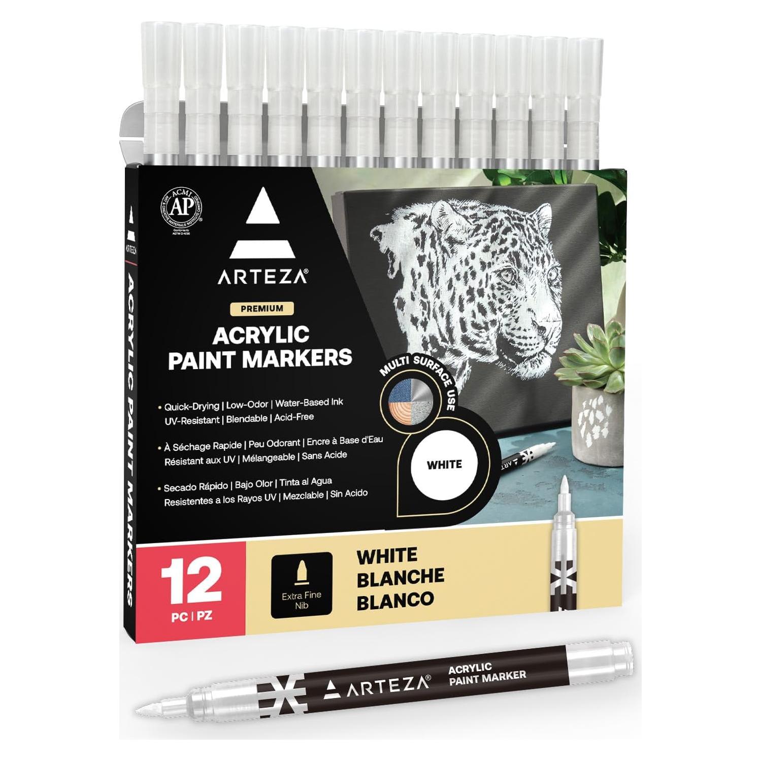 Set de 12 Marcadores Acrílicos Blancos ARTEZA para Manualidades