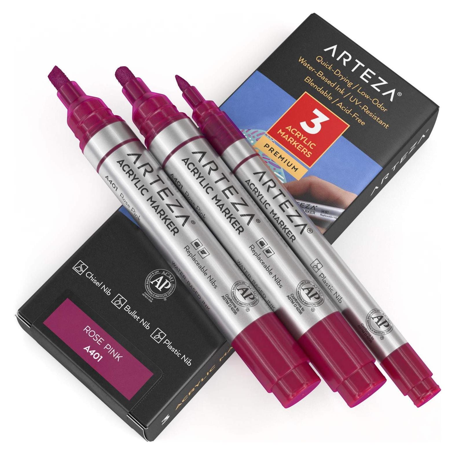 Marcadores de Pintura Acrílica ARTEZA Rosa A403 - Paquete de 3