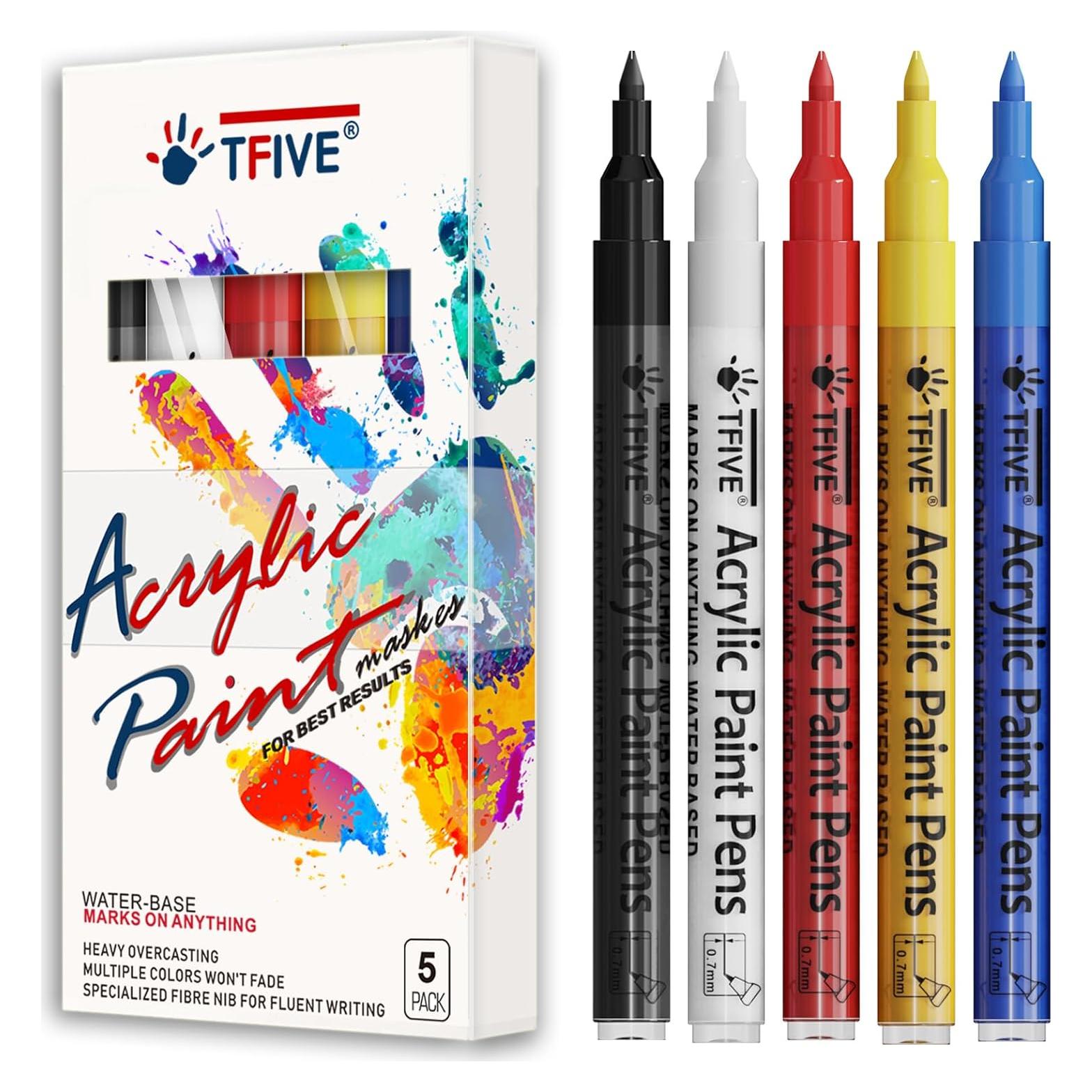 Marcadores de Pintura Acrílica TFIVE - 5 Colores 0.7mm Punta Fina