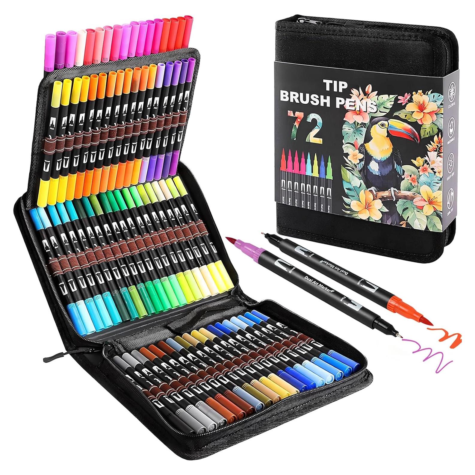 Set de 72 Marcadores Doble Punta TOSHARE - Punta Fina y Pincel