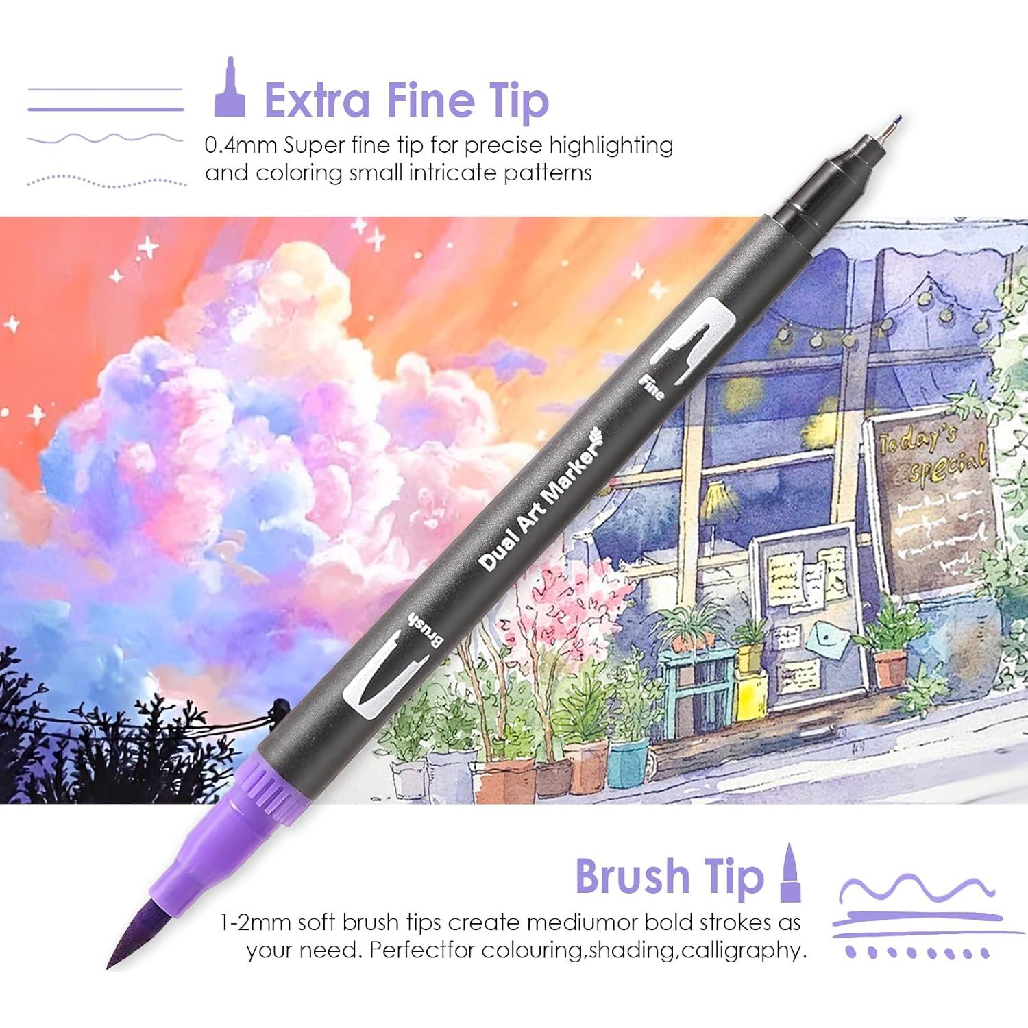 Set de 72 Marcadores Doble Punta TOSHARE - Punta Fina y Pincel