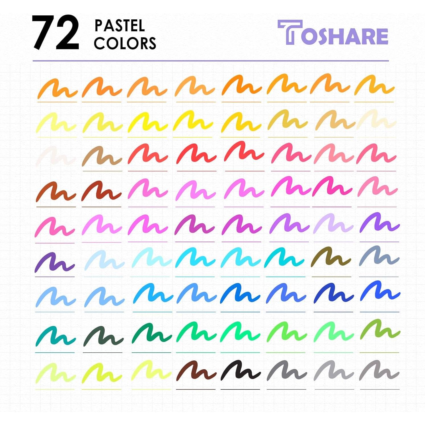 Set de 72 Marcadores Doble Punta TOSHARE - Punta Fina y Pincel