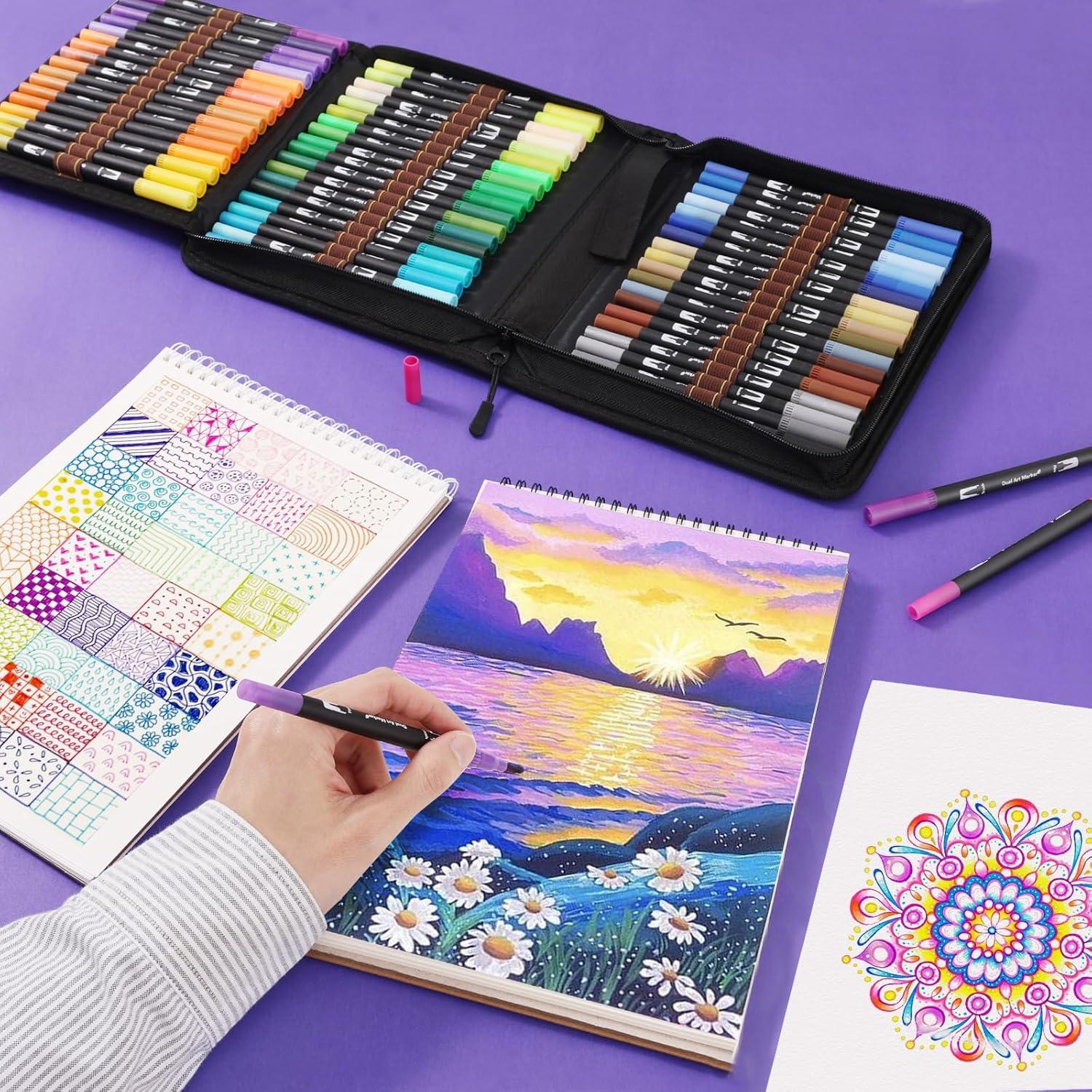 Set de 72 Marcadores Doble Punta TOSHARE - Punta Fina y Pincel