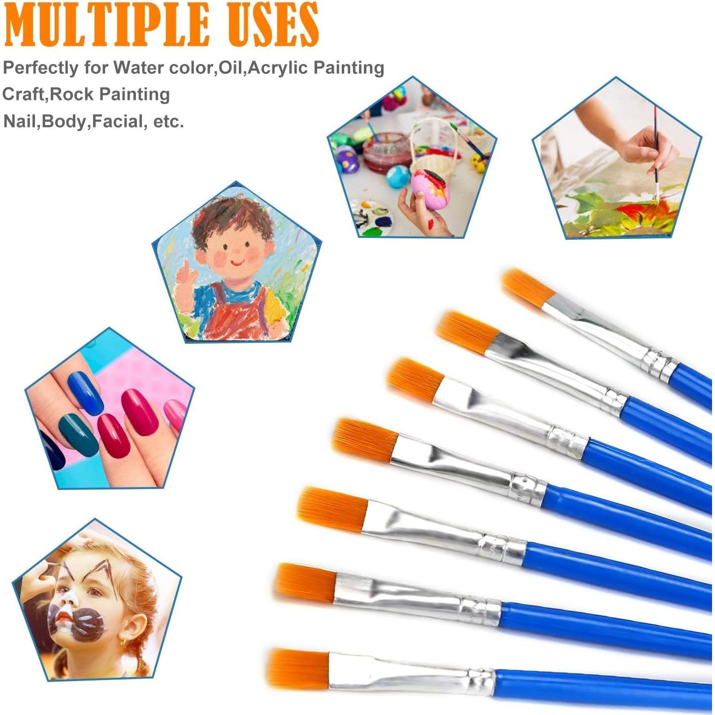 30 Pinceles de Pintura Acrílica DOMMARE Azul Mango Corto