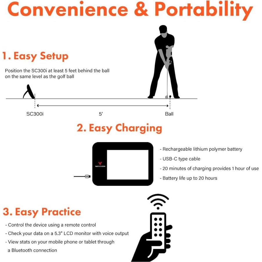 Monitor de golf Voice Caddie SC300i con análisis de swing