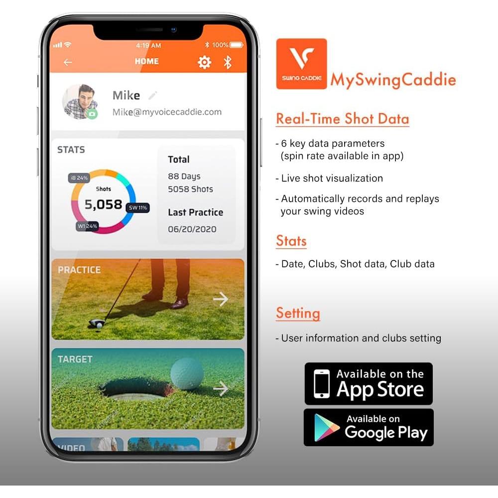 Monitor de golf Voice Caddie SC300i con análisis de swing