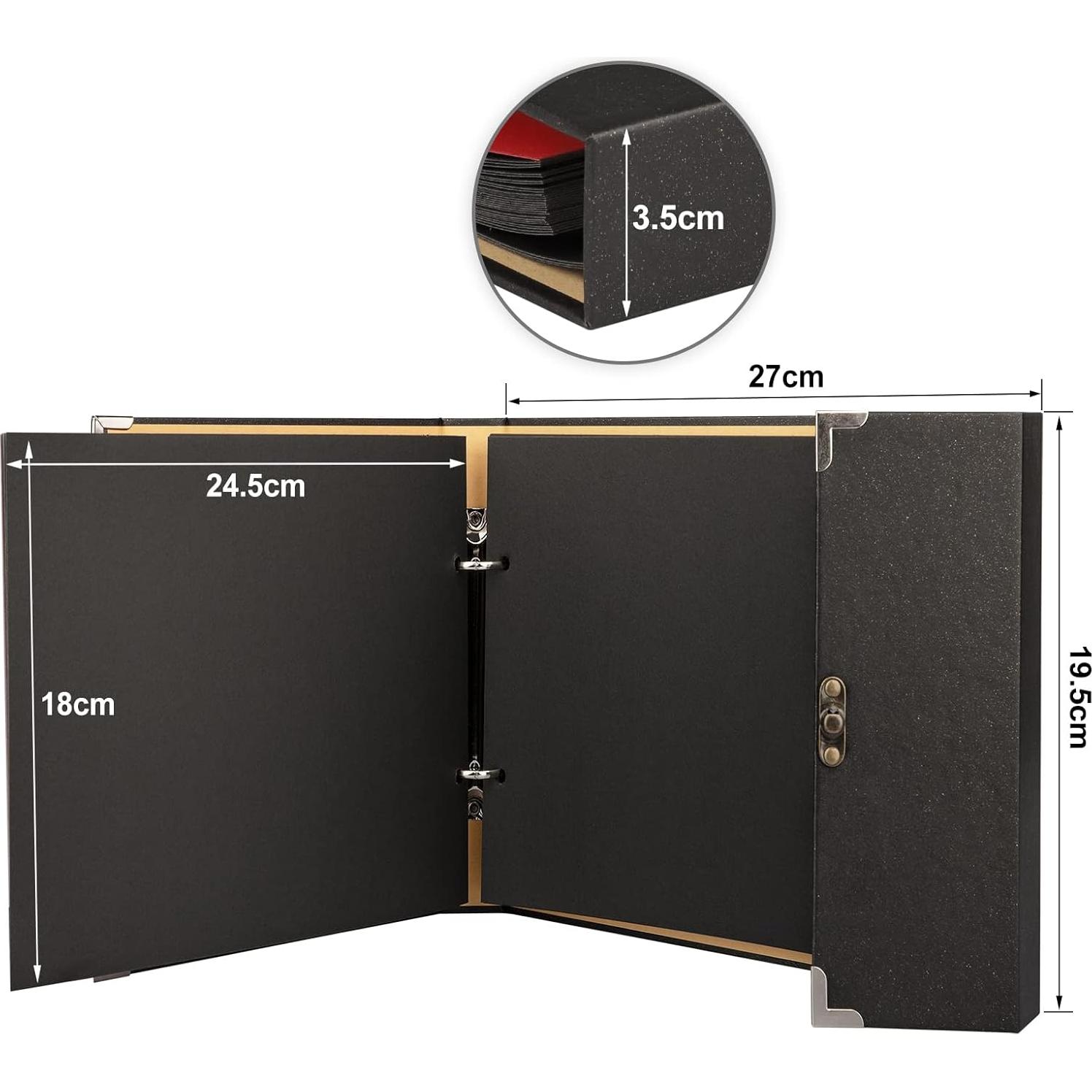 Álbum de Fotos Scrapbook Firbon Negro 60 Páginas 25.4x17.8 cm