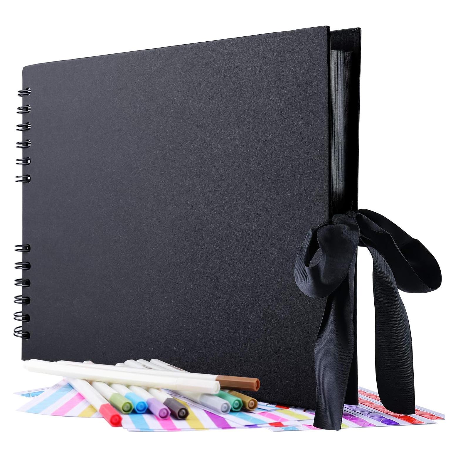 Álbum de Recortes GOTIDEAL 80 Páginas Negro con 10 Marcadores