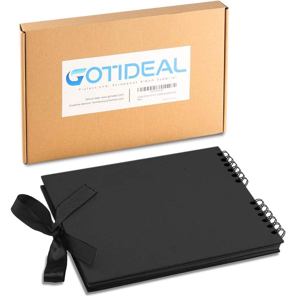 Álbum de Recortes GOTIDEAL 80 Páginas Negro con 10 Marcadores