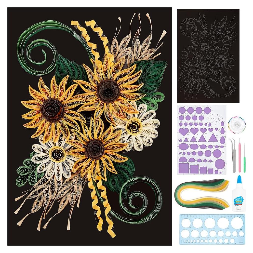 Kit de Quilling de Papel WEBEEDY Floral DIY 21x27.9cm