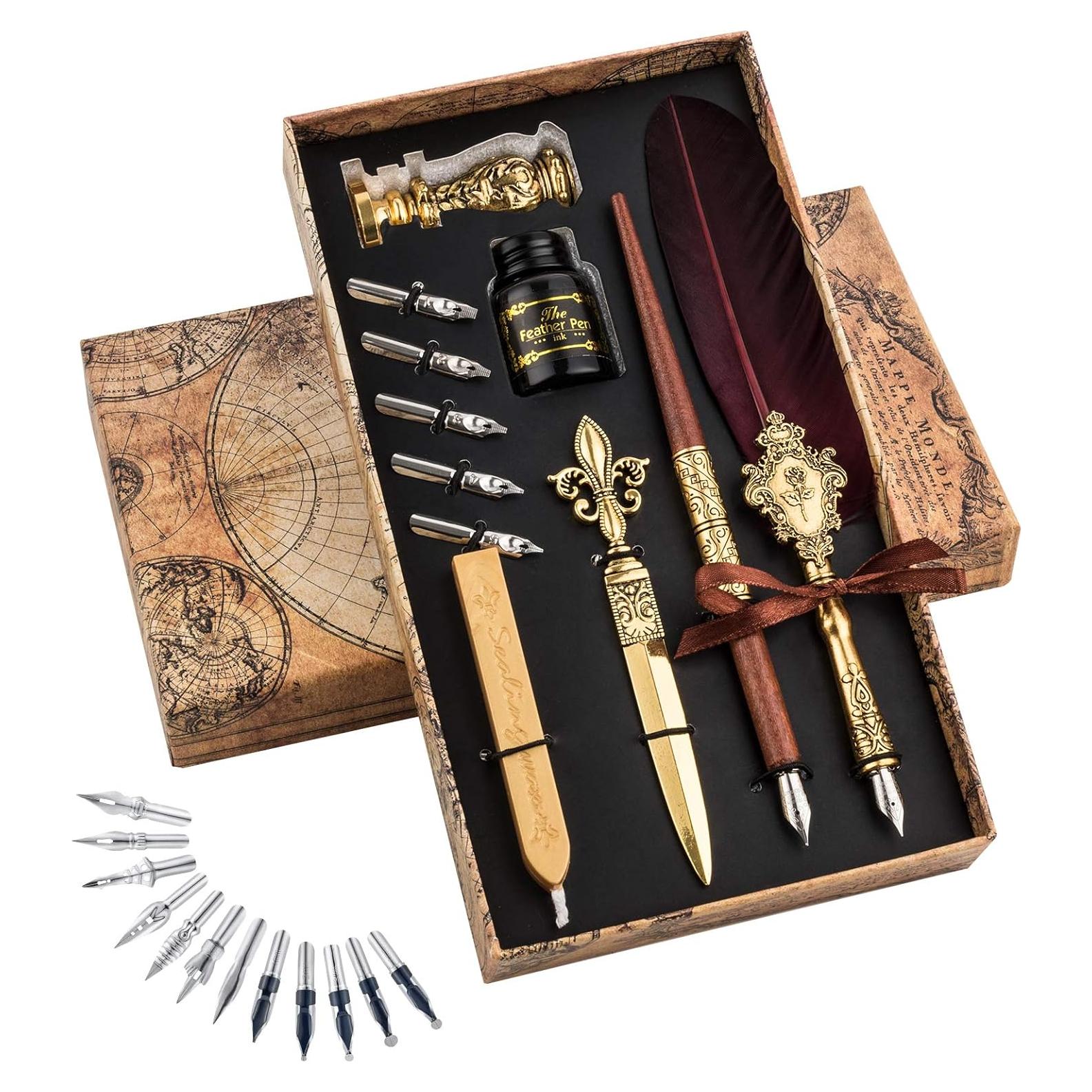 Juego de Caligrafía Hethrone 22 Piezas Plumas y Tinta