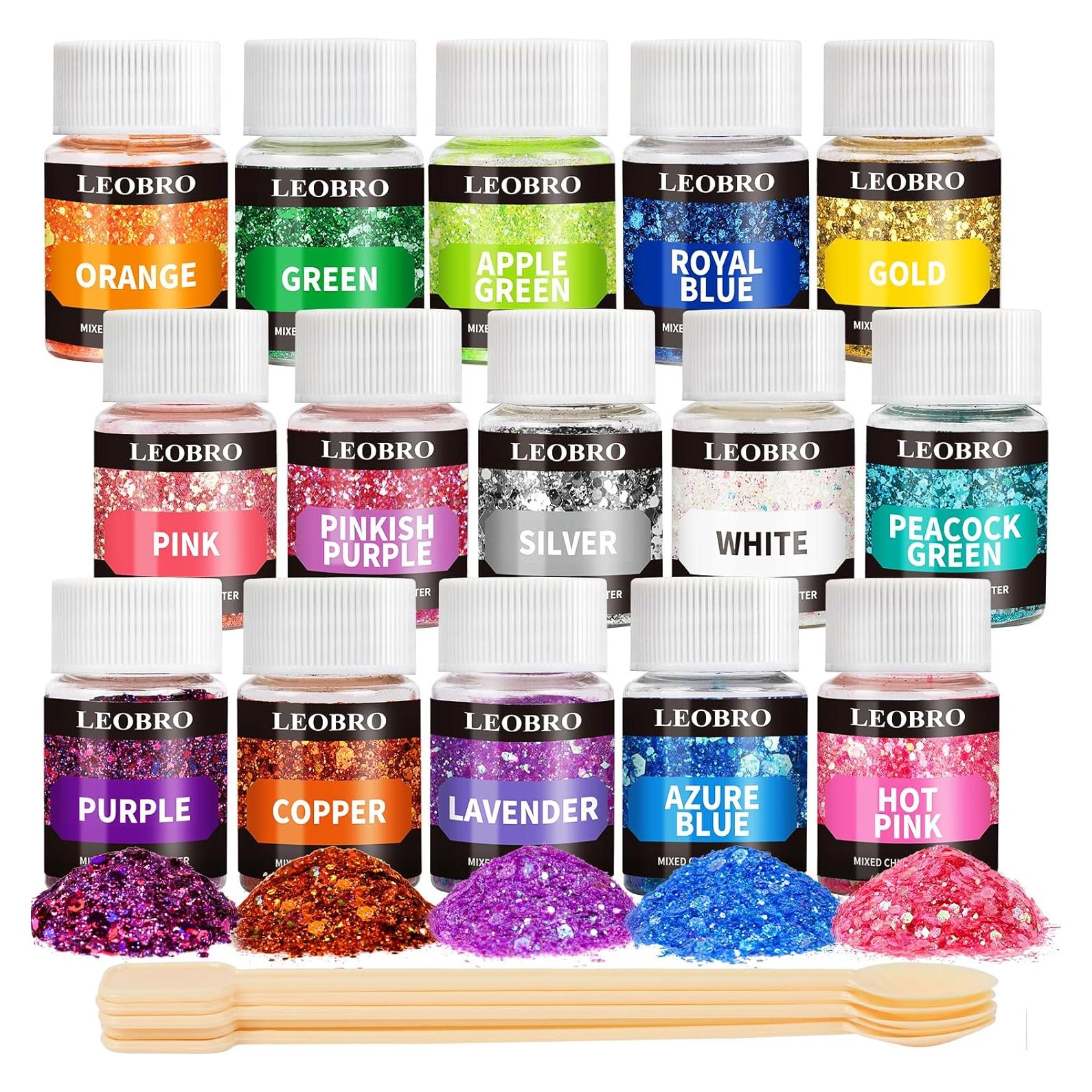 Purpurina Holográfica Gruesa LEOBRO 15 Colores 150g para Manualidades