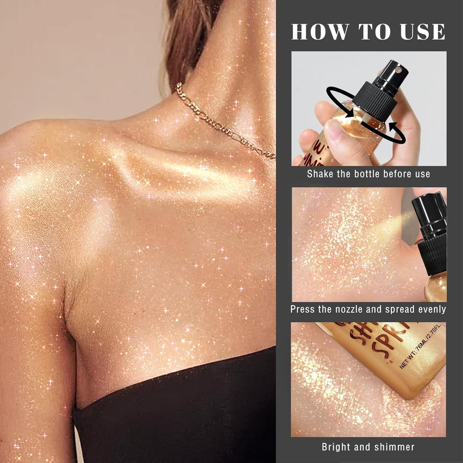 Spray Brillo Corporal HOSAILY 76ml Color Champán Hidratante