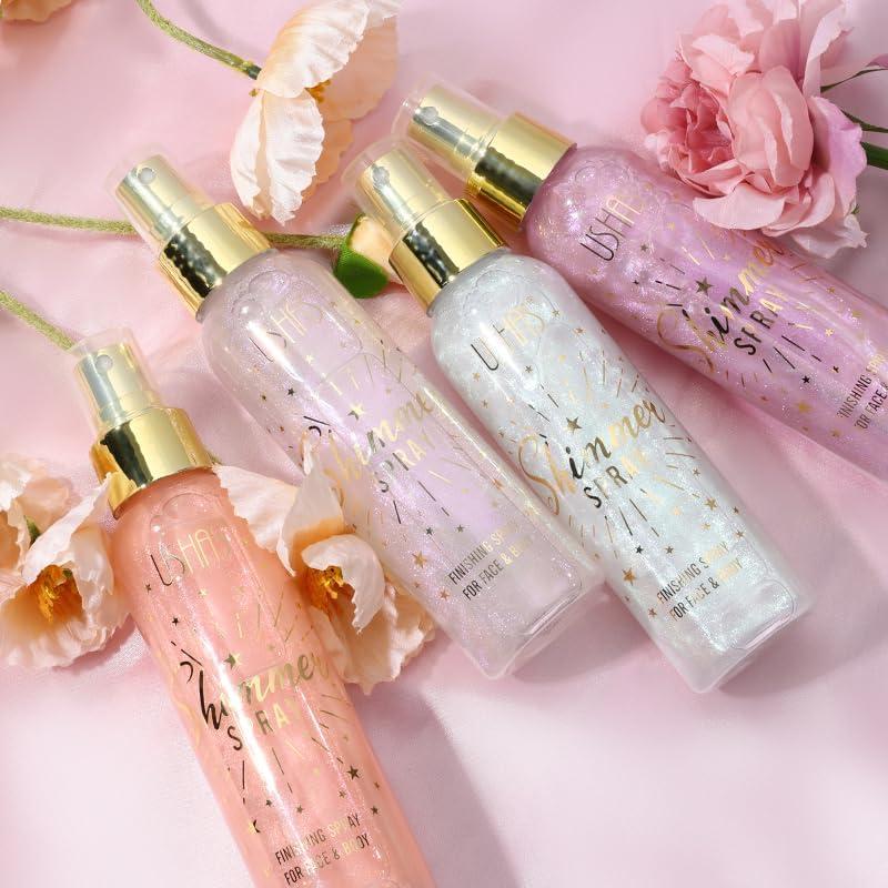 Spray de Brillo Corporal USHAS 109.5 ml - Secado Rápido para Maquillaje