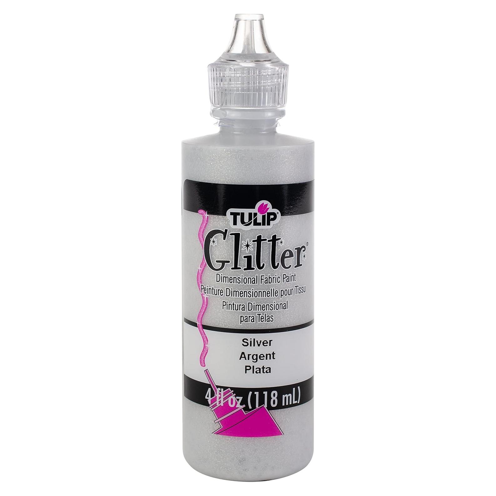 Pintura 3D Brillante Tulip Glitter Plata 118.3 ml No Tóxica