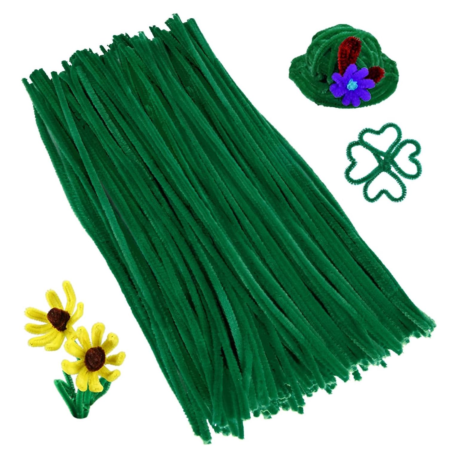 Caydo 300 Limpiapipas Verdes 6mm x 30cm para Manualidades