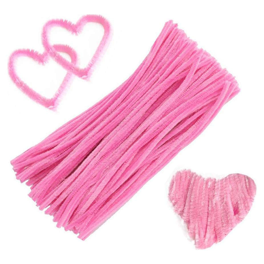 100 Limpiapipas Rosas Chenille 6 mm x 30 cm para Manualidades