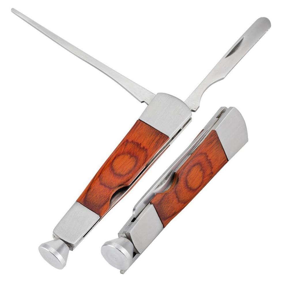 Juego de Herramientas de Limpieza 3 en 1 BeeSpring - Acero Inoxidable y Madera de Rosa