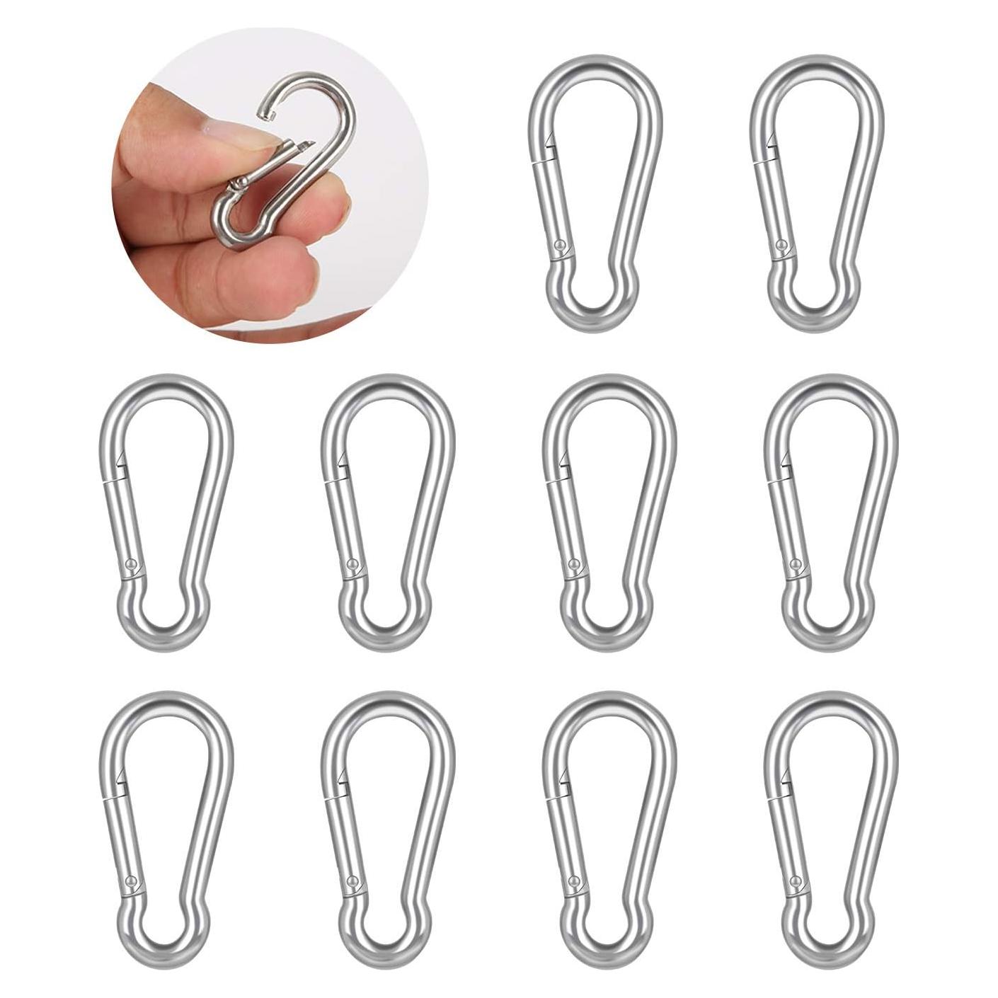 10 Clips de Carabiner de Acero Inoxidable LOTSUN M4 3.98 cm