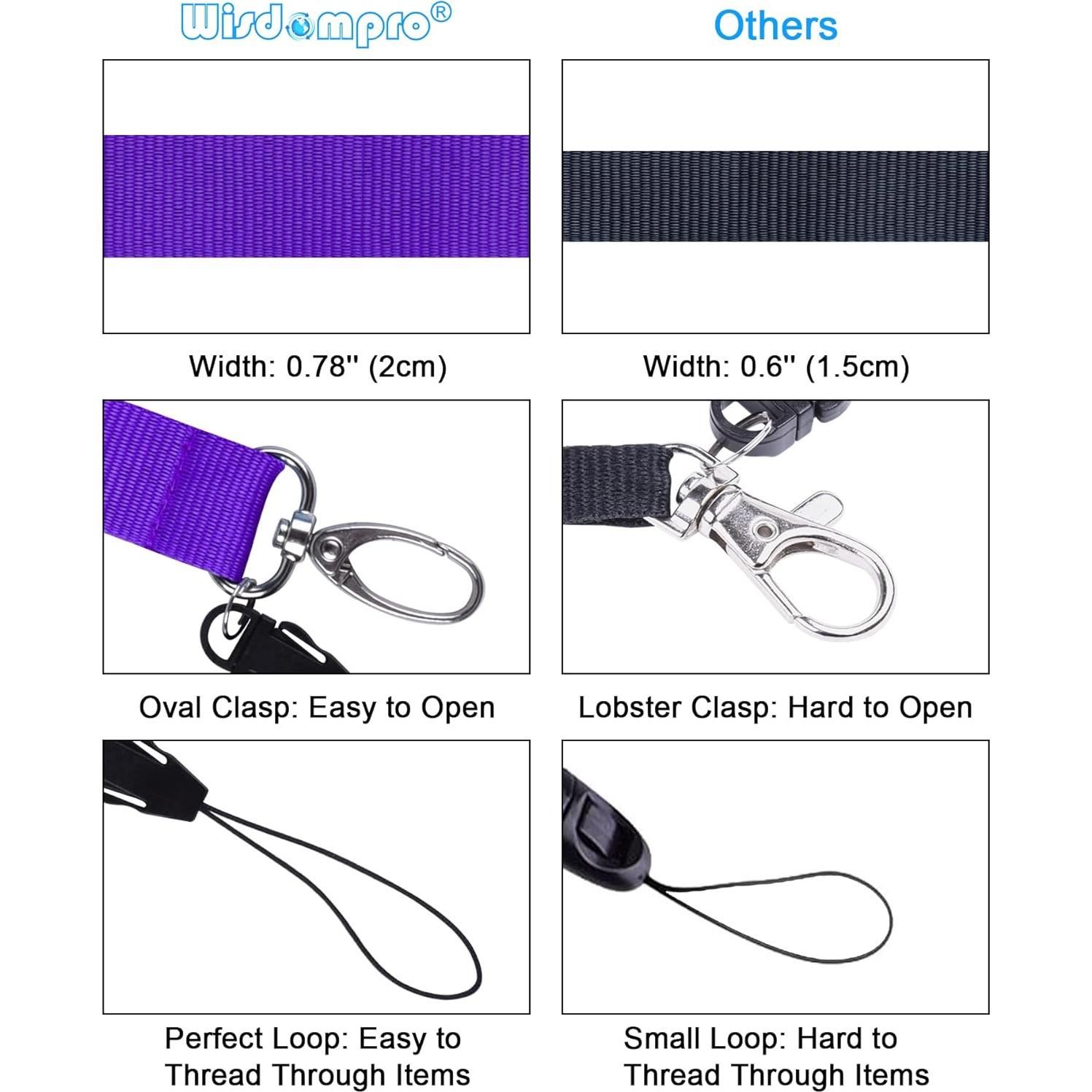 Lanyard de Oficina Wisdompro 5pcs 58 cm Poliester Púrpura