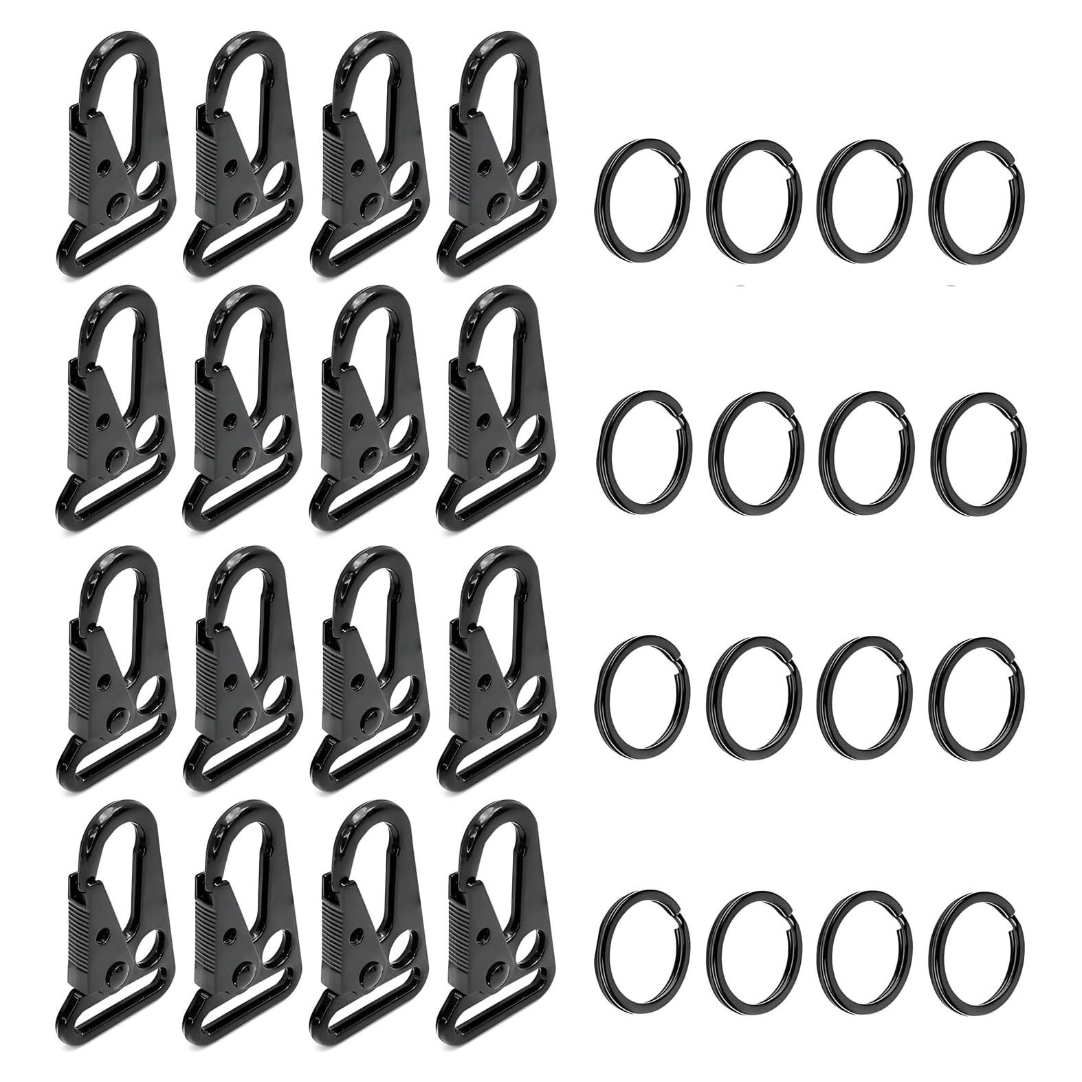 16 Clips de Llavero Tácticos LUYADIN de Zinc 50mm Negro