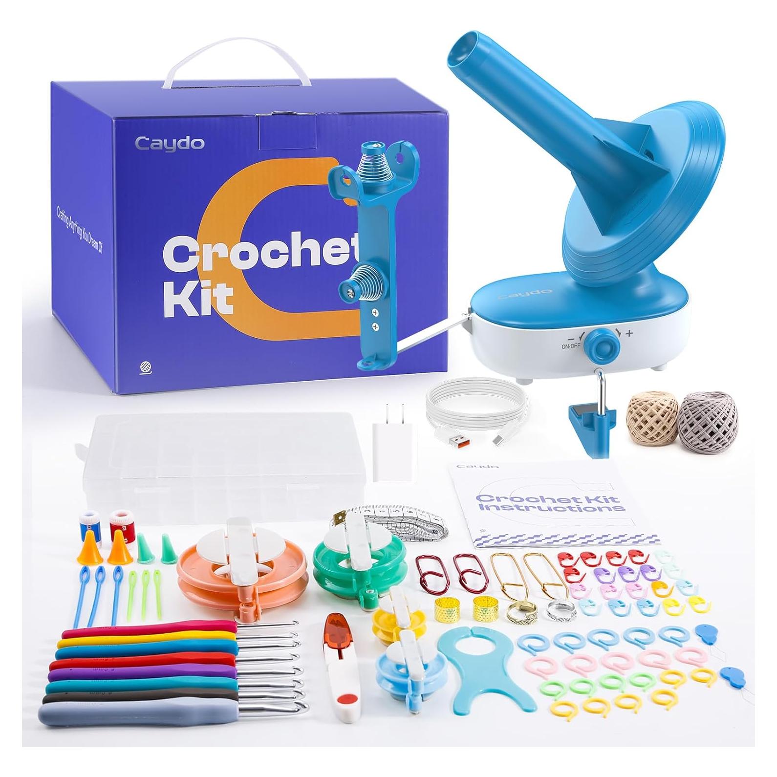 Kit de Ganchillo Eléctrico Caydo 78PCS con Enrollador y Pompones