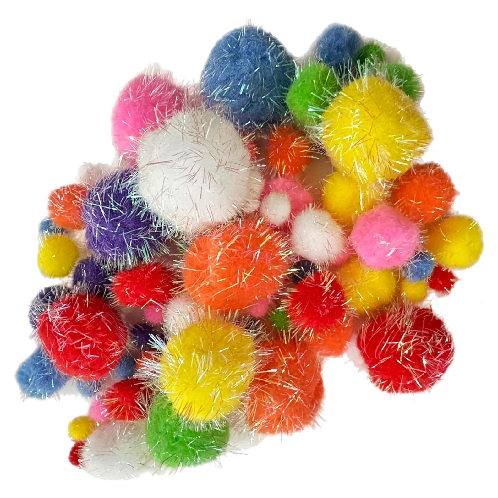 Pompones Multicolores 75 pcs ALAZCO 4 Tamaños para Manualidades