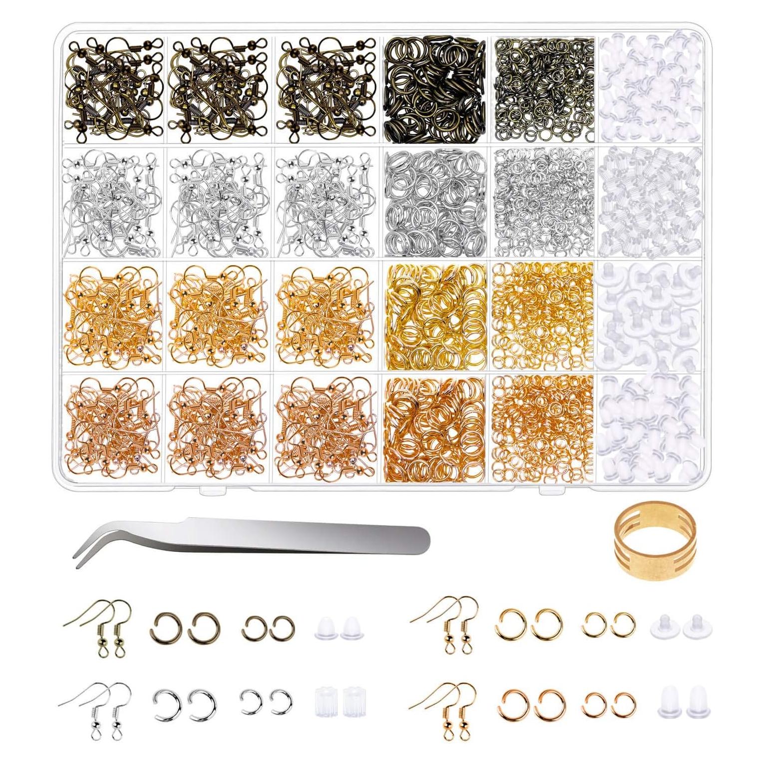 Kit de Fabricación de Pendientes Shynek 2500 Piezas con Ganchos y Anillos