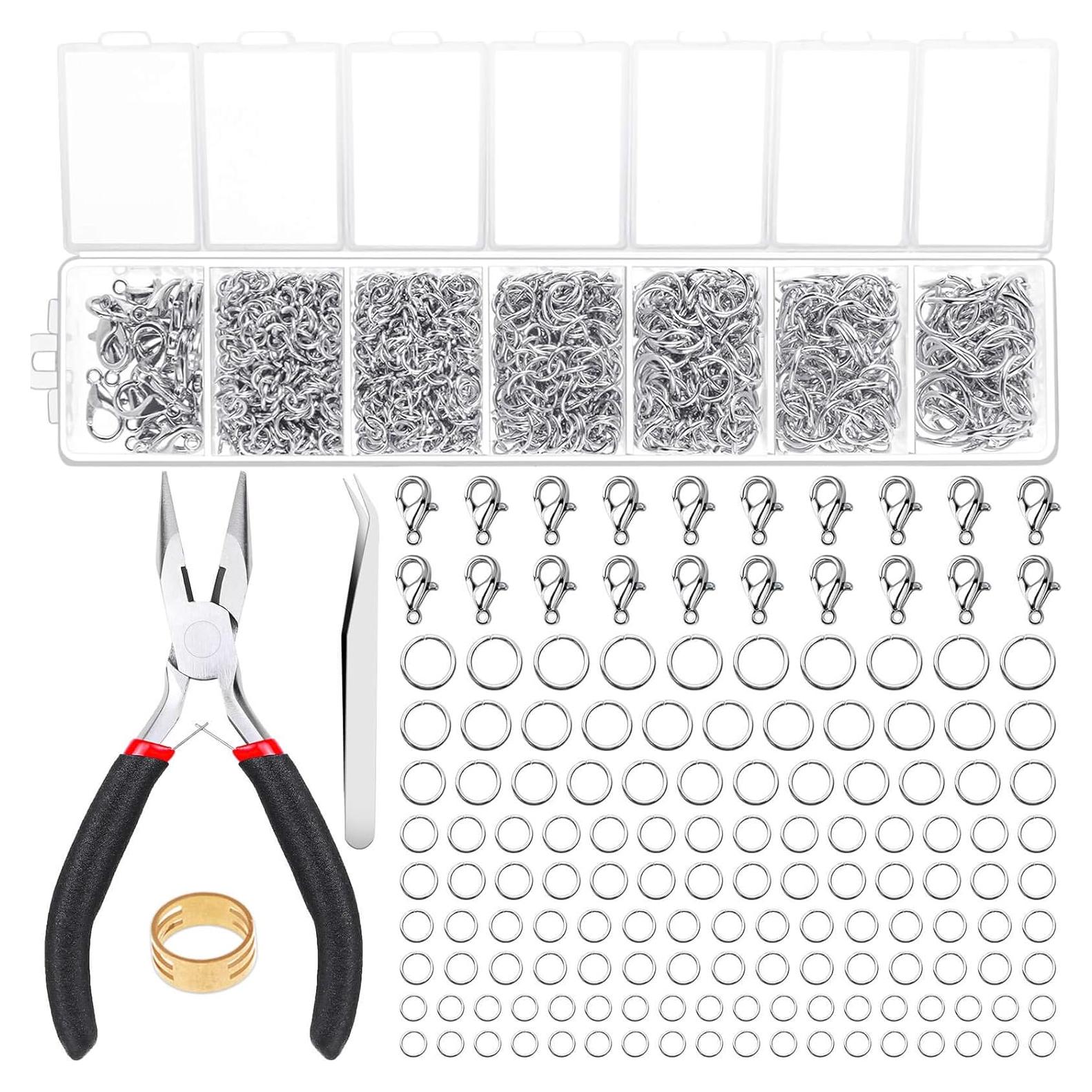 Kit de Joyería Paxcoo 1500 Piezas: Anillas de Salto y Alicates