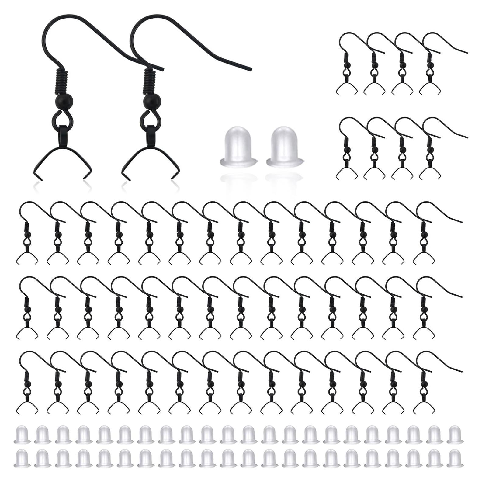 Kit 100 Ganchos de Pendientes Hipoalergénicos TOAOB Negro